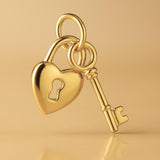 24ct Pure Gold - Heart Lock & Key Charm