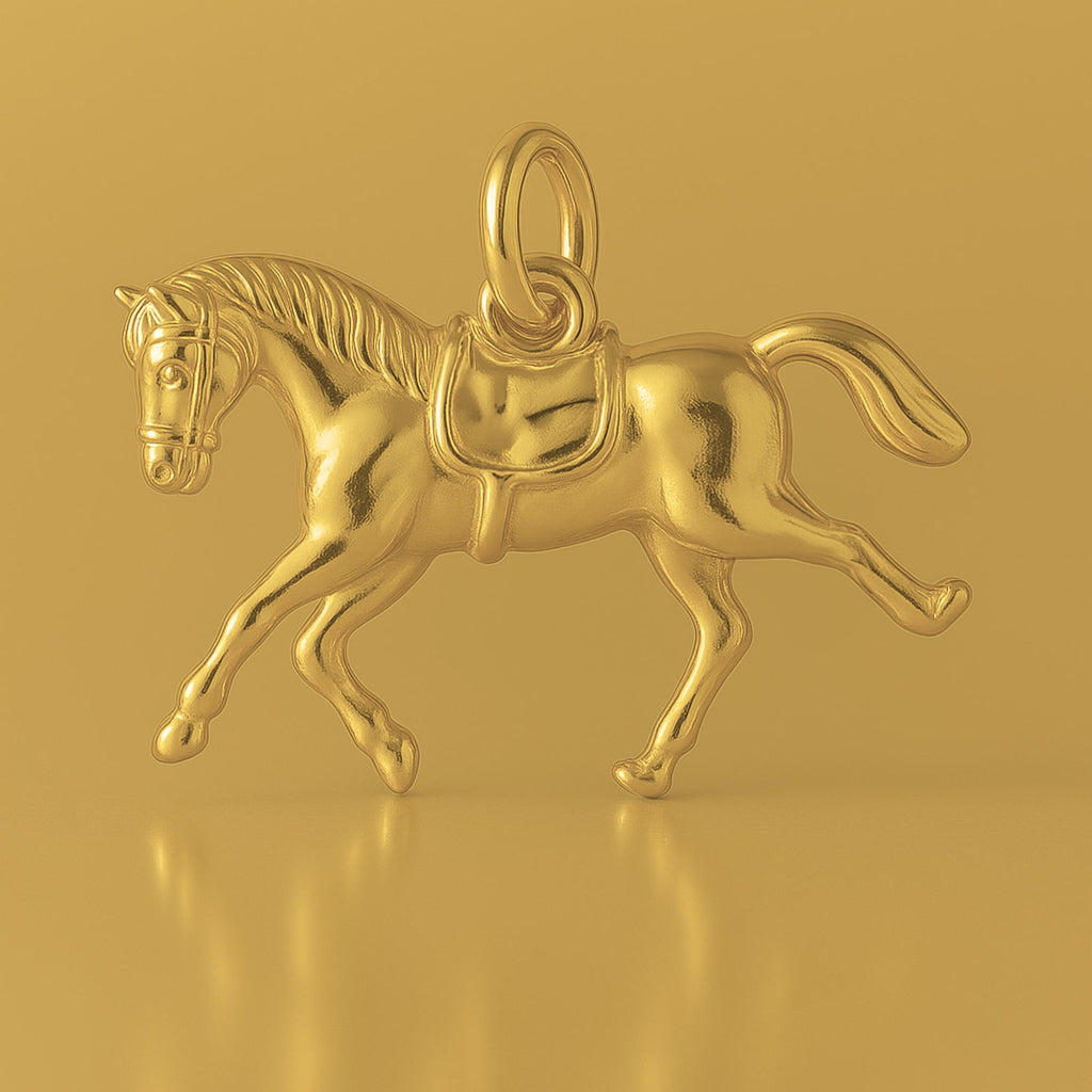 24ct Pure Gold - Saddled Riding Horse Charm