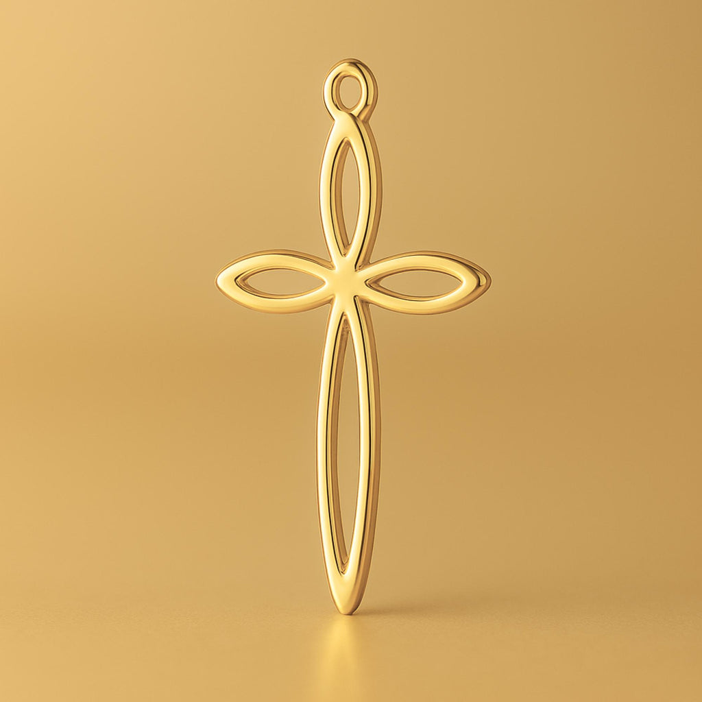 24ct Pure Gold - Marquise Petal Crucifix Charm