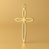 24ct Pure Gold - Marquise Petal Crucifix Charm