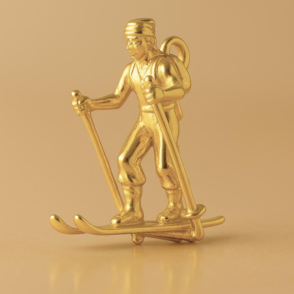 24ct Pure Gold - Cross Country Skier Charm