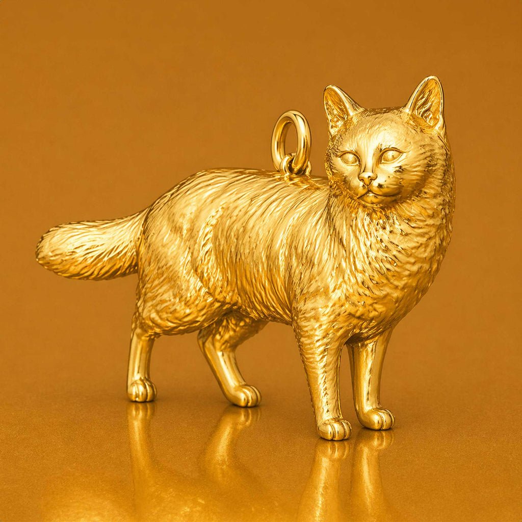 24ct Pure Gold - Turkish Van Cat Charm