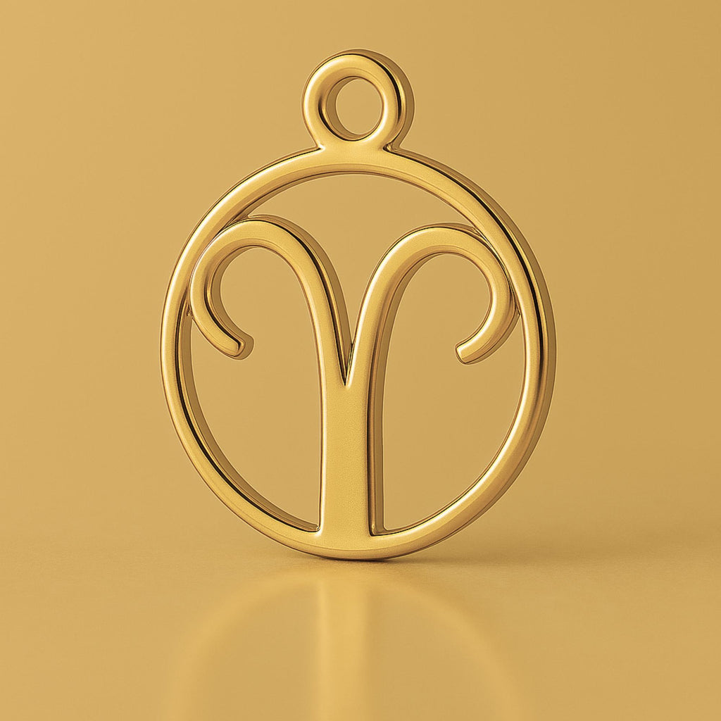 24ct Pure Gold - Aries Zodiac Round Charm