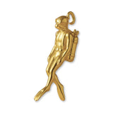9ct Yellow Gold - Swimming Scuba Diver Charm