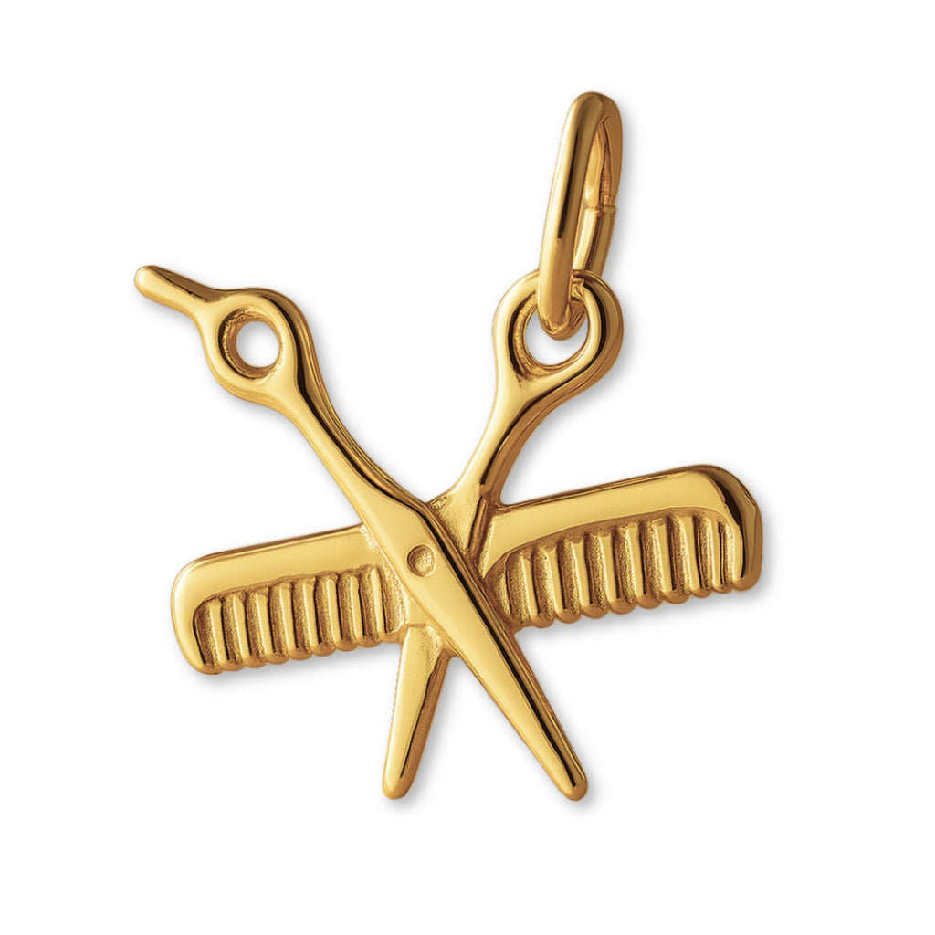 18ct Yellow Gold - Scissors & Comb Charm