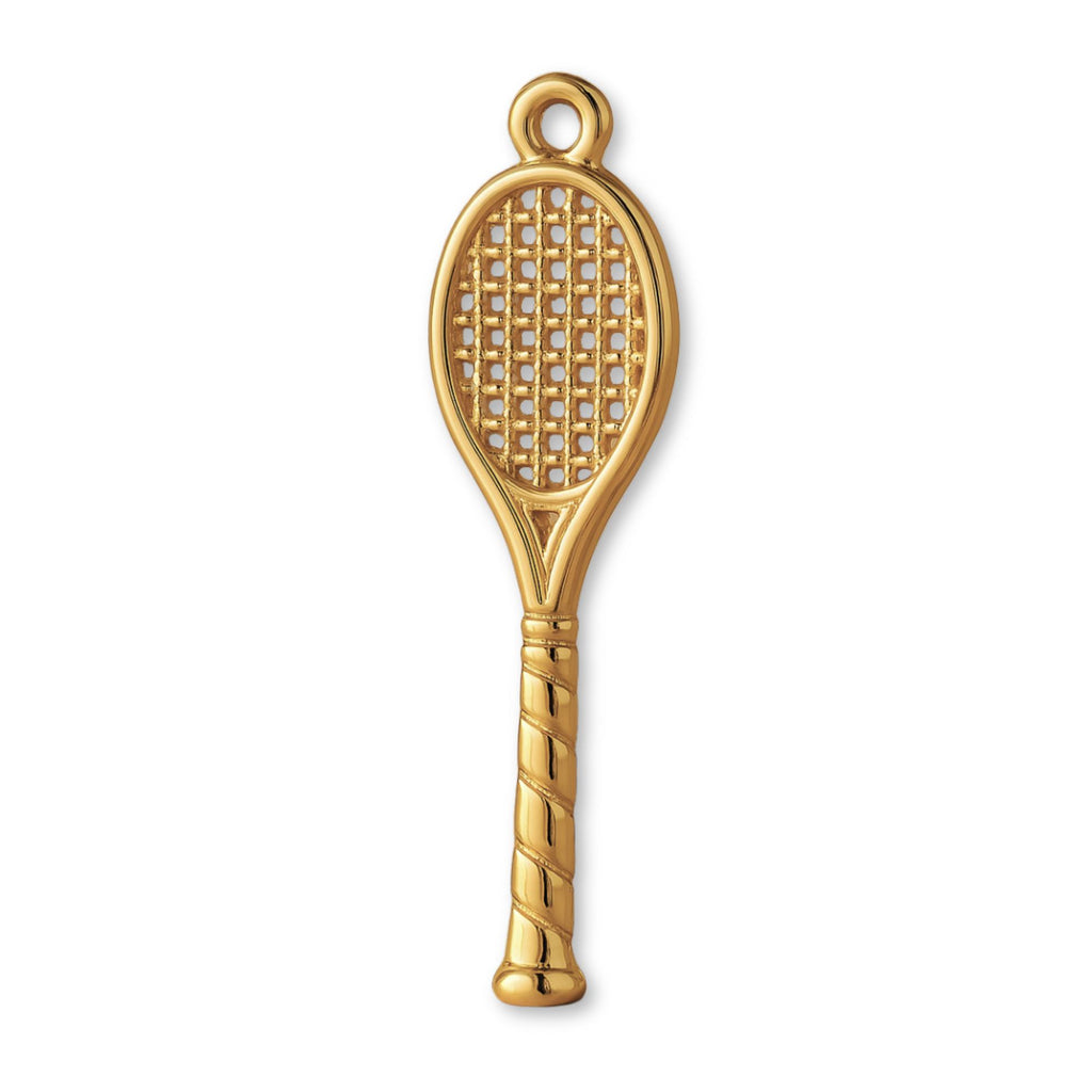 9ct Yellow Gold - Open Weave Tennis Racket Charm