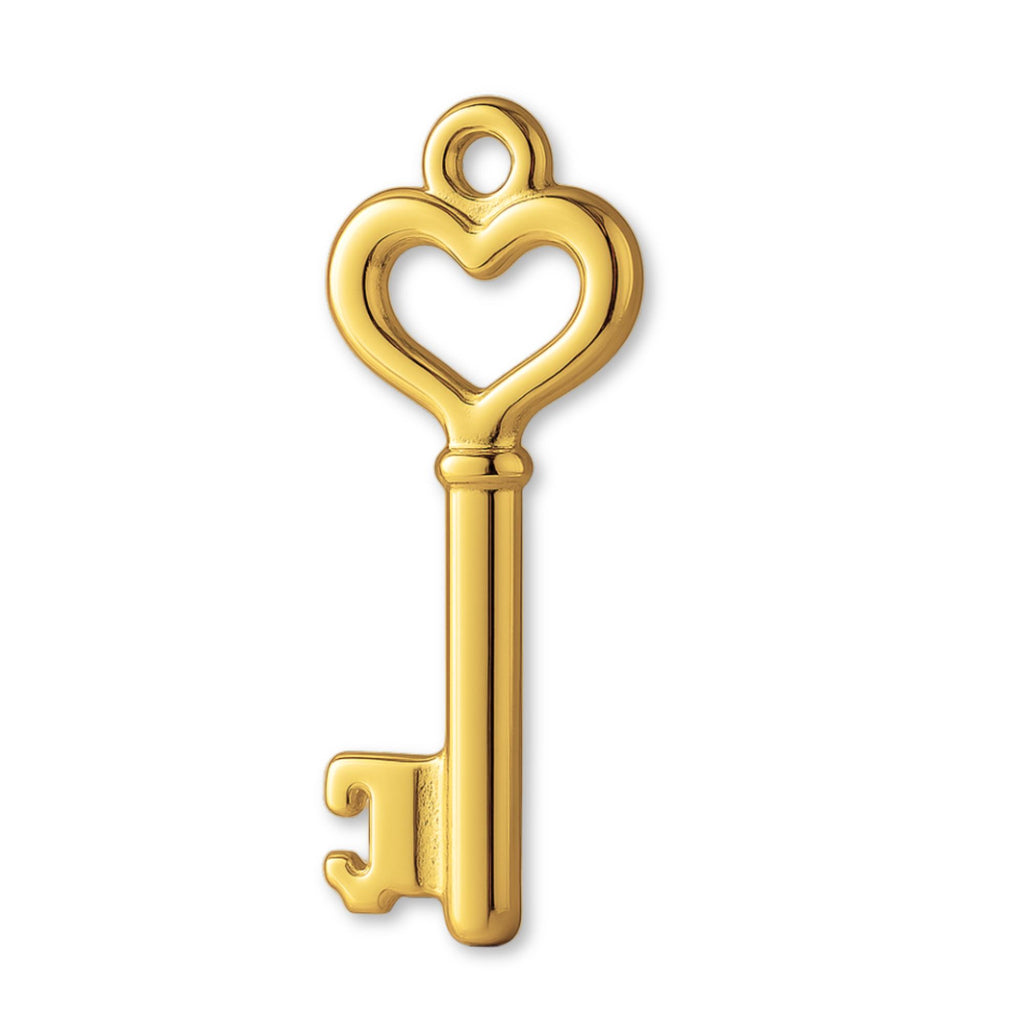 24ct Pure Gold - Heart Key Charm