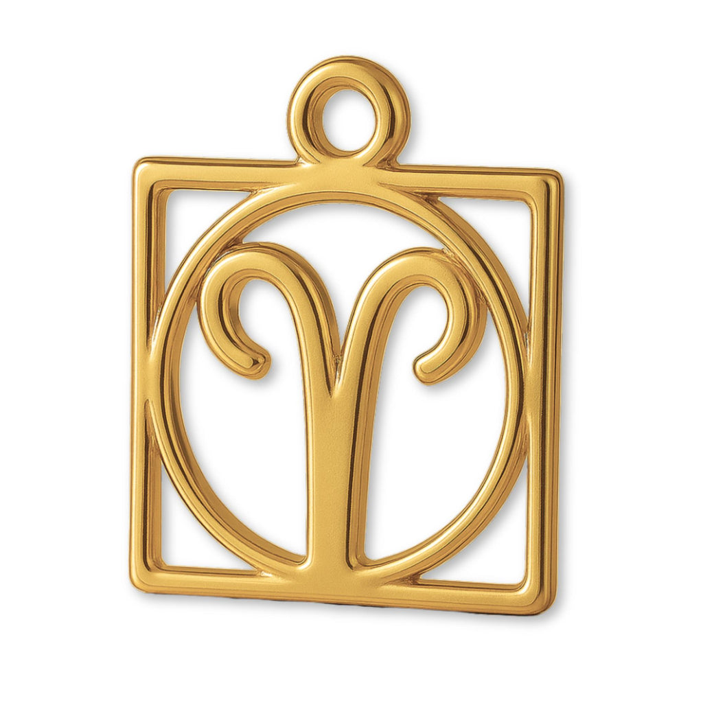 24ct Pure Gold - Aries Zodiac Square Charm