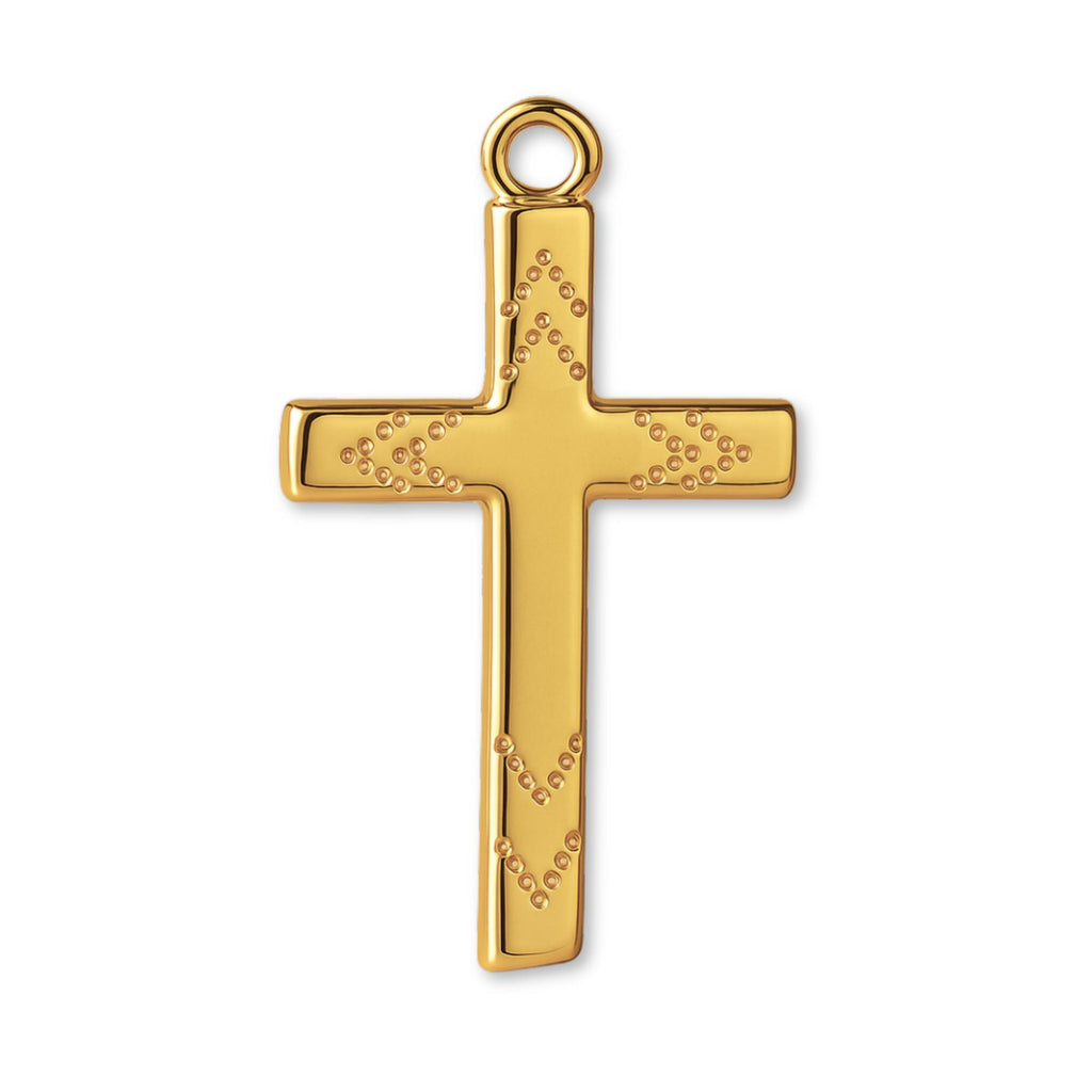 24ct Pure Gold - Chevron Dot Crucifix Charm