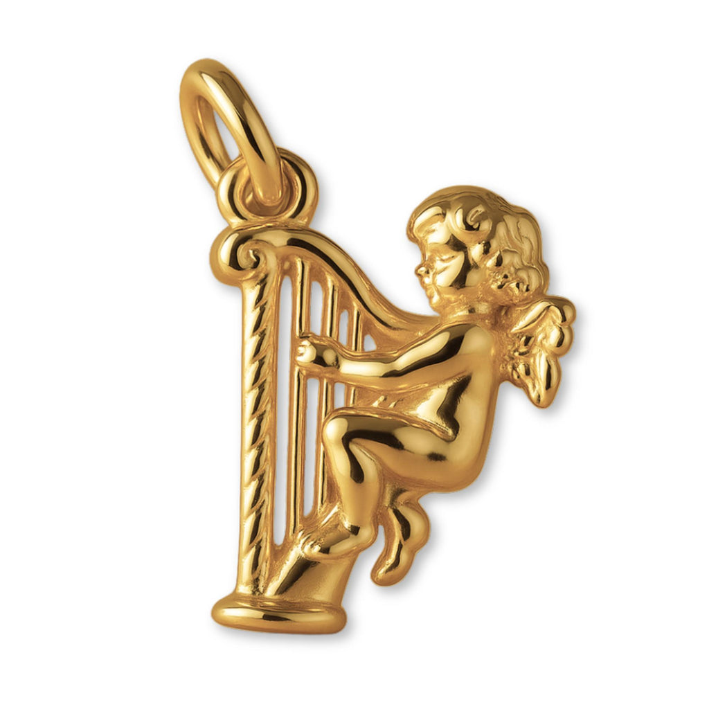 24ct Pure Gold - Angel Playing Harp Charm