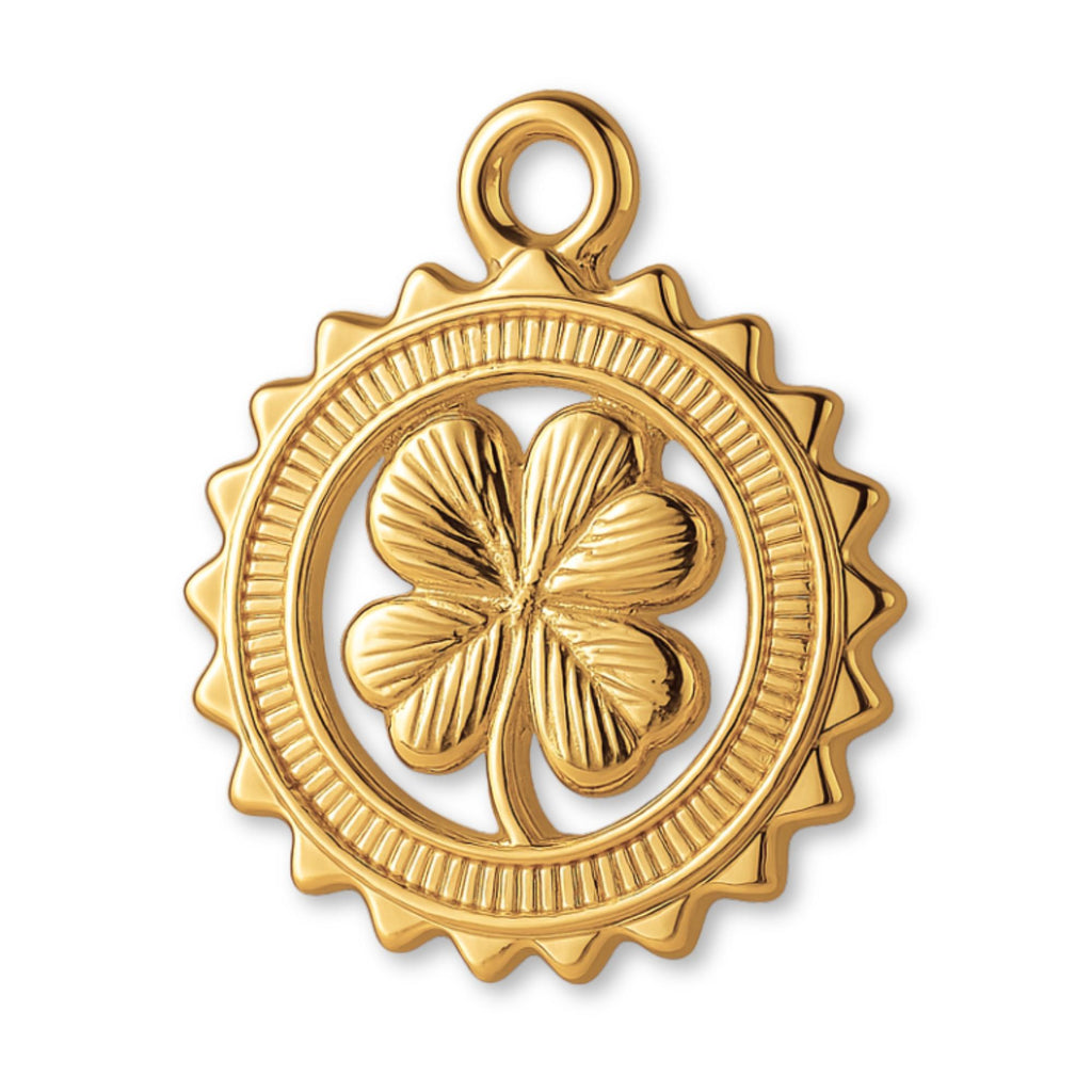 24ct Pure Gold - Four Leaf Clover Medallion Charm