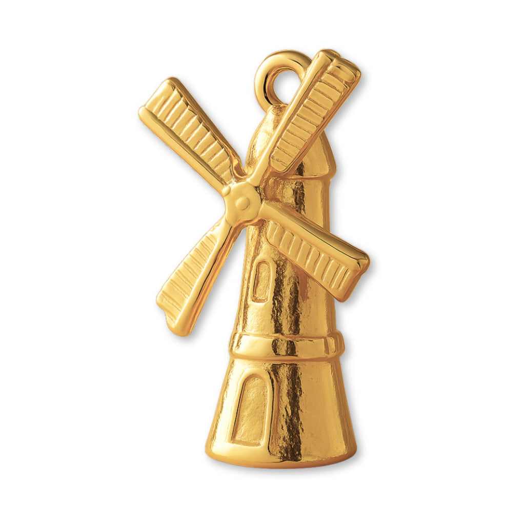 24ct Pure Gold - Dutch Windmill Charm