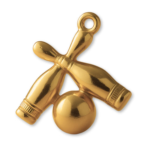 24ct Pure Gold - Bowling Ball and Pins Charm