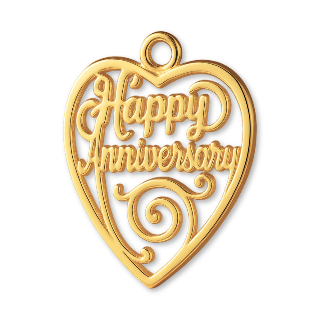 24ct Pure Gold - Happy Anniversary Openwork Heart Charm