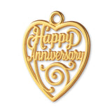 24ct Pure Gold - Happy Anniversary Openwork Heart Charm