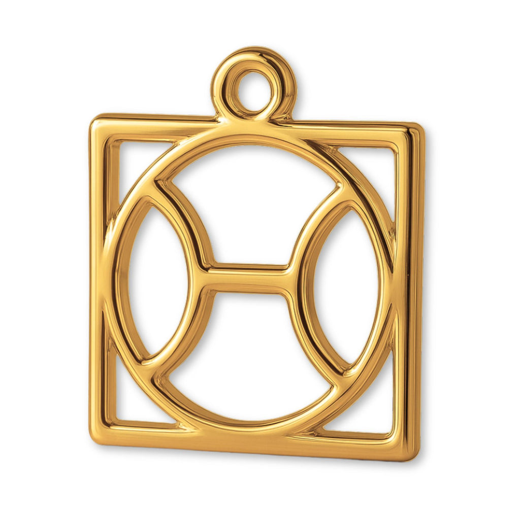 24ct Pure Gold - Pisces Zodiac Square Charm
