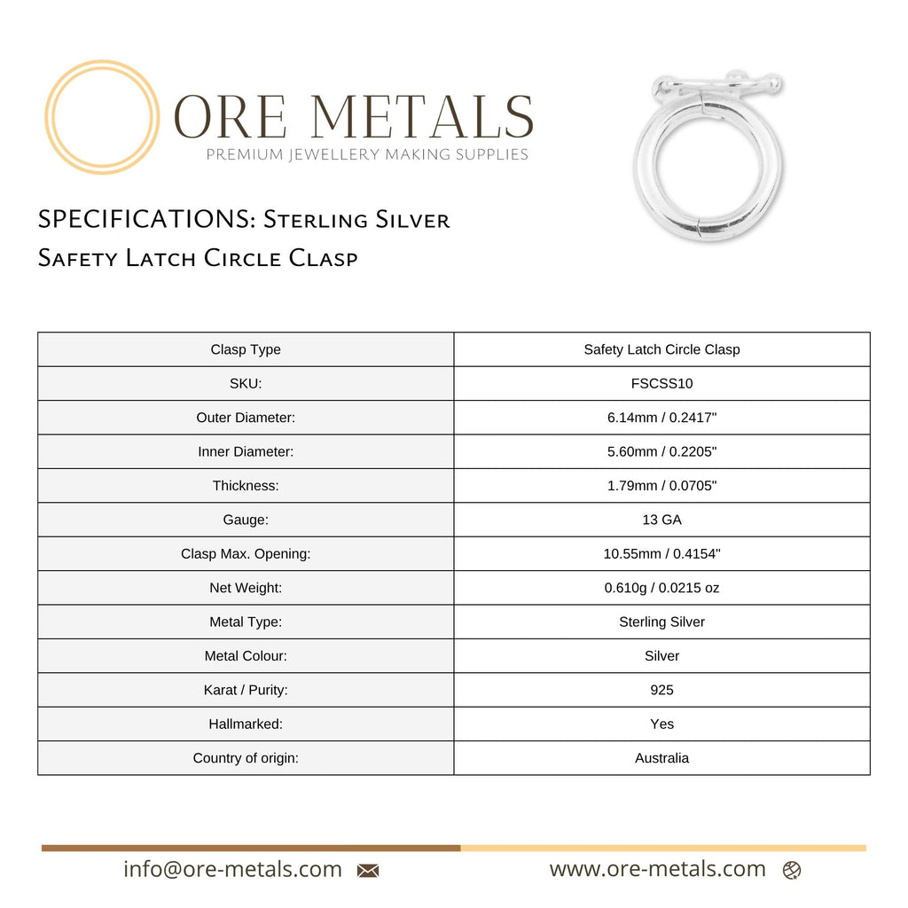 925 Sterling Silver - Safety Circle Clasp