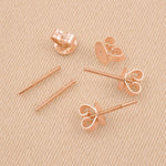 18ct Rose Gold - Threaded Post Butterflies