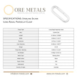 Specifications table for a Sterling Silver Long Regal Paperclip Clasp