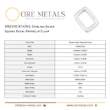 925 Sterling Silver - Square Regal Paperclip Clasp