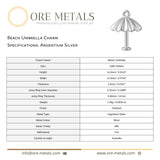 940 Argentium Silver - Beach Umbrella Charm