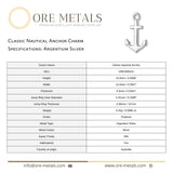 940 Argentium Silver - Classic Nautical Anchor Charm