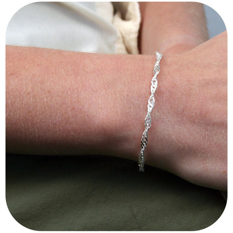 925 Sterling Silver - Singapore Twist - Bracelet Chain