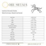 940 Argentium Silver - Leaping Unicorn Charm