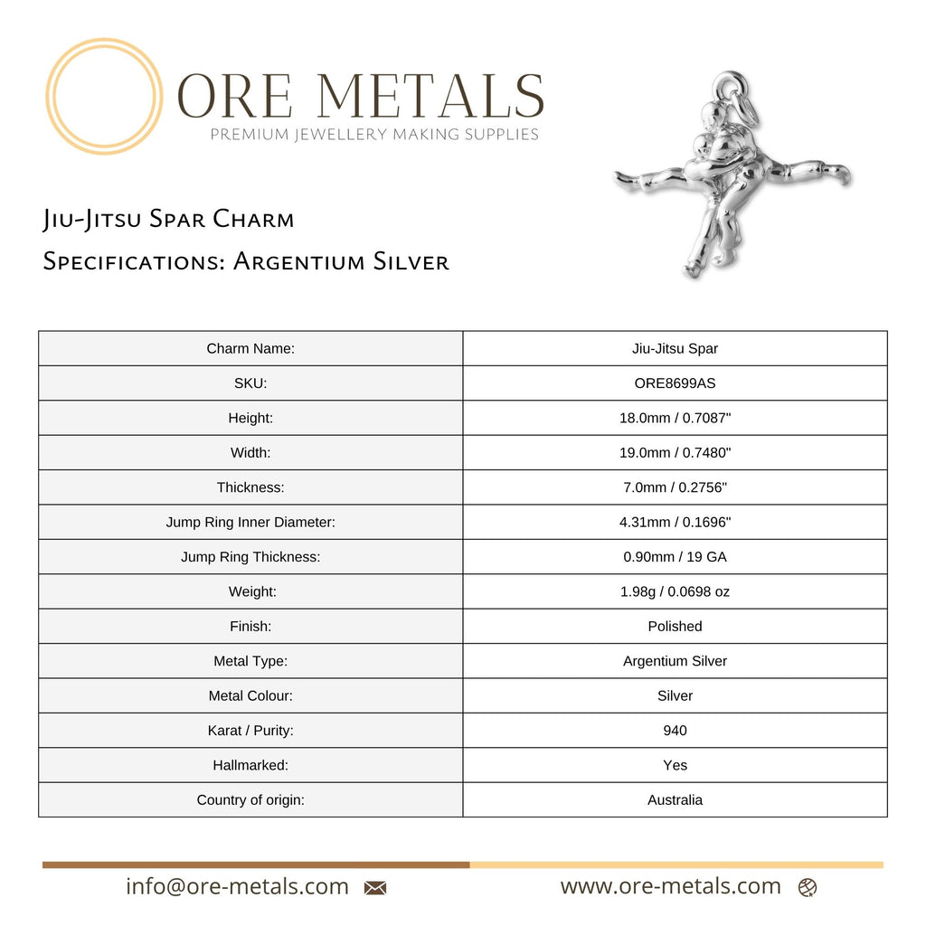 940 Argentium Silver - Jiu-Jitsu Spar Charm