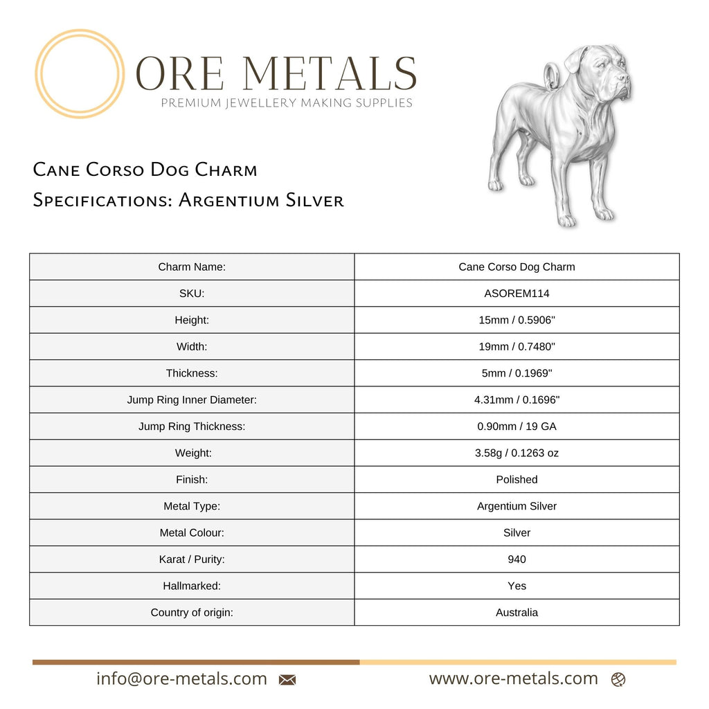 940 Argentium Silver - Cane Corso Dog Charm