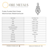 940 Argentium Silver - Floral Filigree Crest Charm