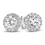 2ct Lab SI/GH Halo Diamond Stud Earrings - 9ct White Gold