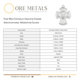 940 Argentium Silver - Five Way Catholic Crucifix Charm