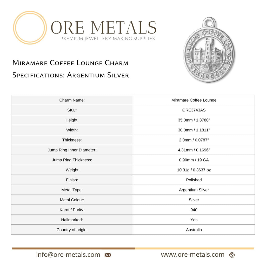 940 Argentium Silver - Miramare Coffee Lounge Charm