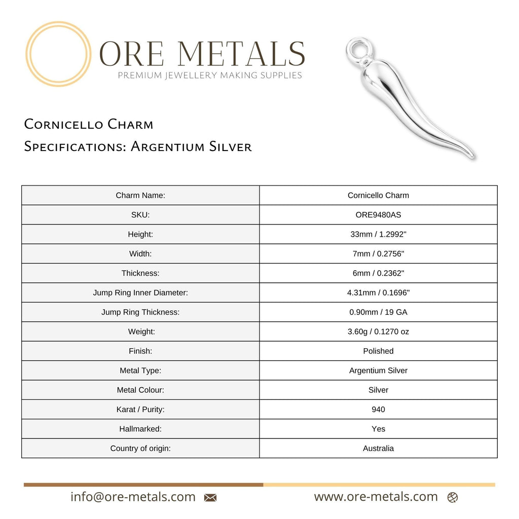940 Argentium Silver - Cornicello Charm