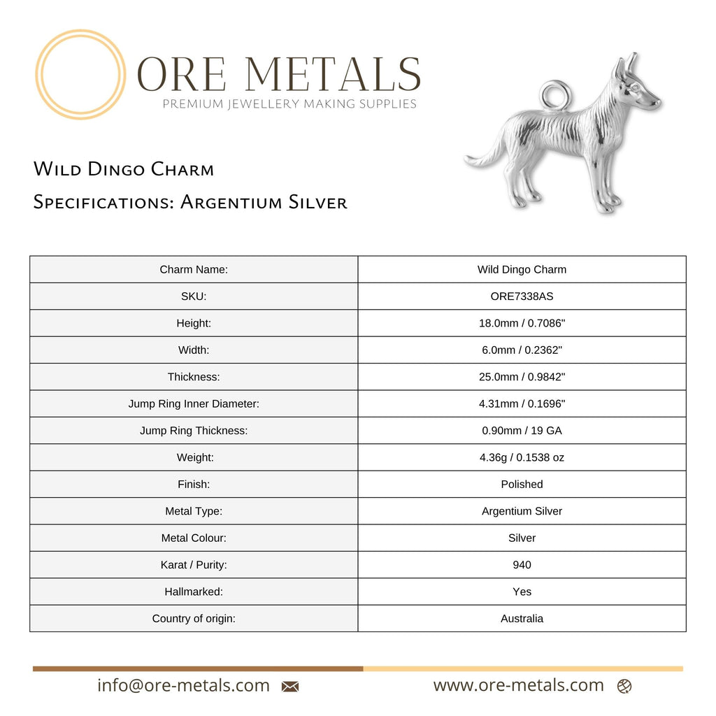 940 Argentium Silver - Wild Dingo Charm