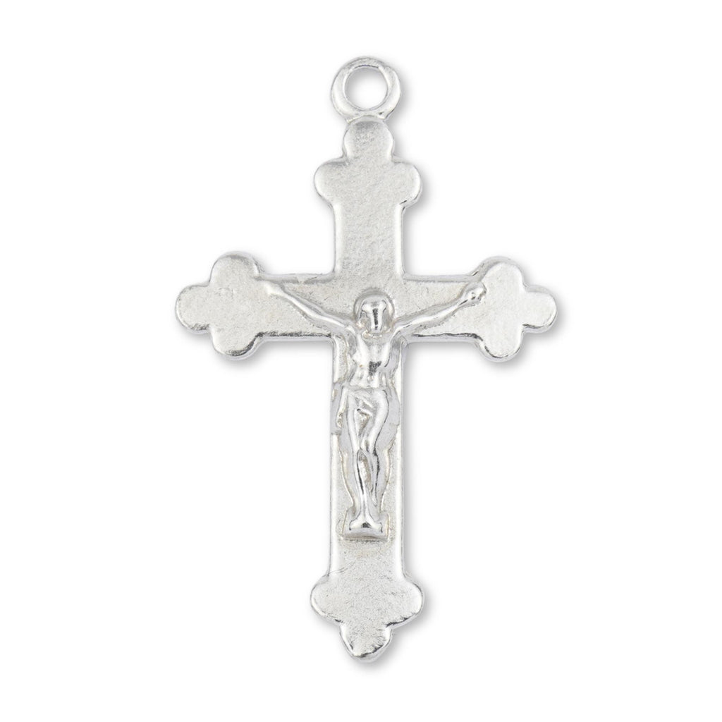 999 Pure Silver - Jesus on Budded Trefoil Crucifix Charm