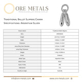 940 Argentium Silver - Traditional Ballet Slippers Charm