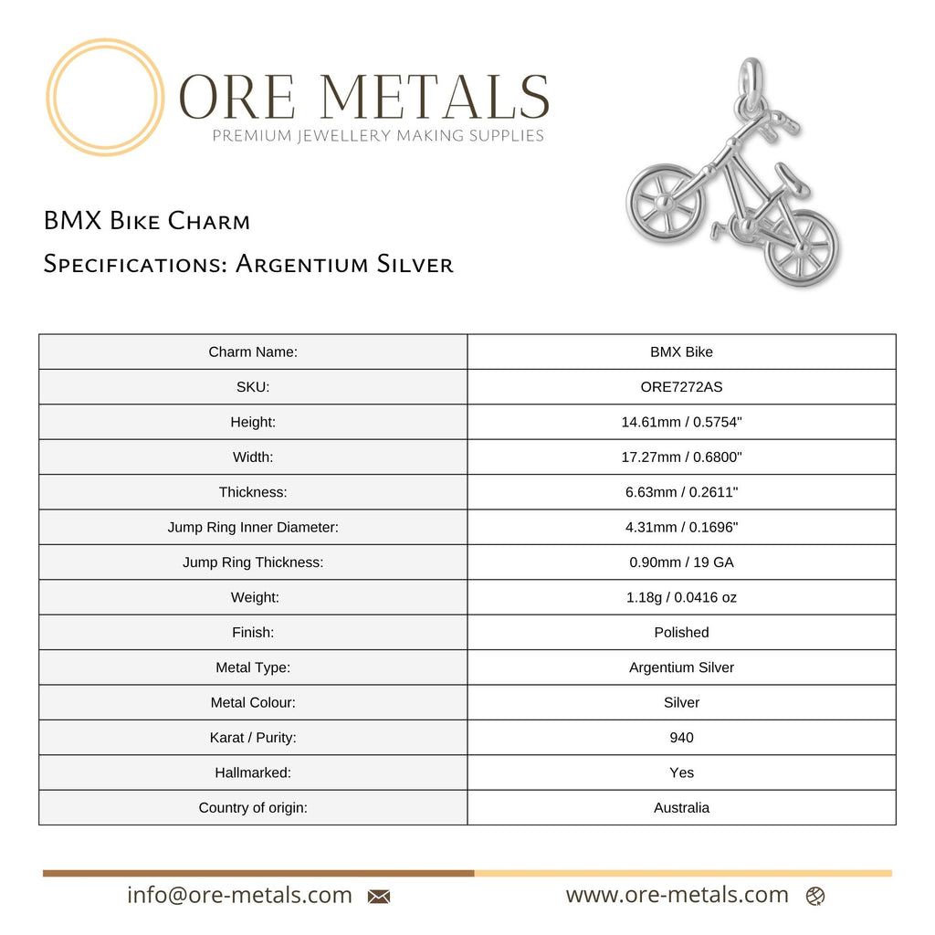 940 Argentium Silver - BMX Bike Charm