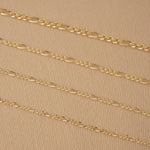 9ct Yellow Gold - Figaro 3:1 - Necklace Chain