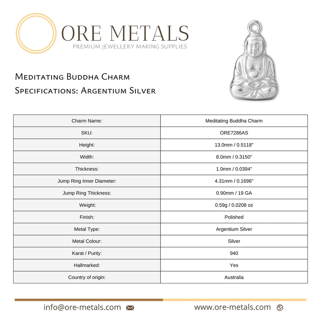 940 Argentium Silver - Meditating Buddha Charm