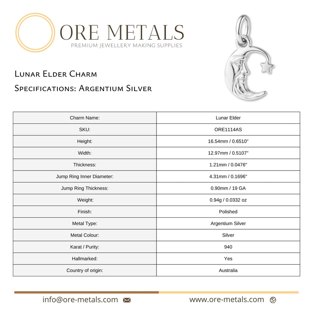 940 Argentium Silver - Lunar Elder Charm
