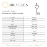 940 Argentium Silver - 18 Heart Key Charm