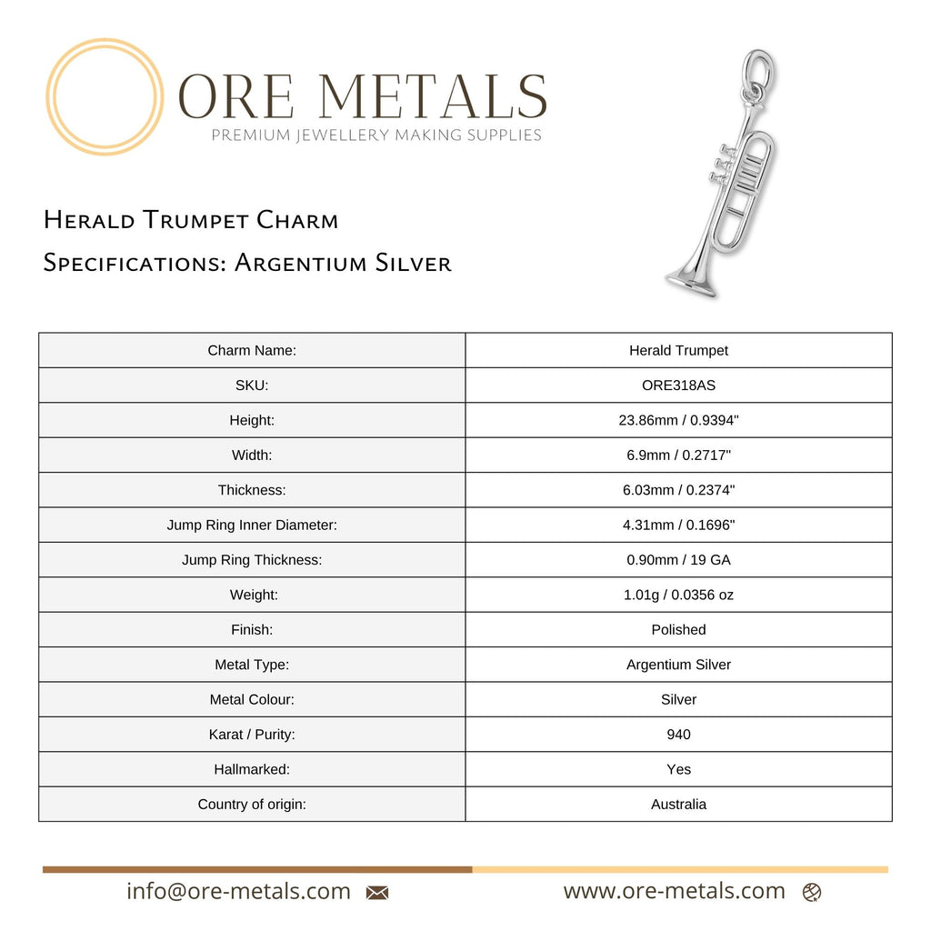 940 Argentium Silver - Herald Trumpet Charm