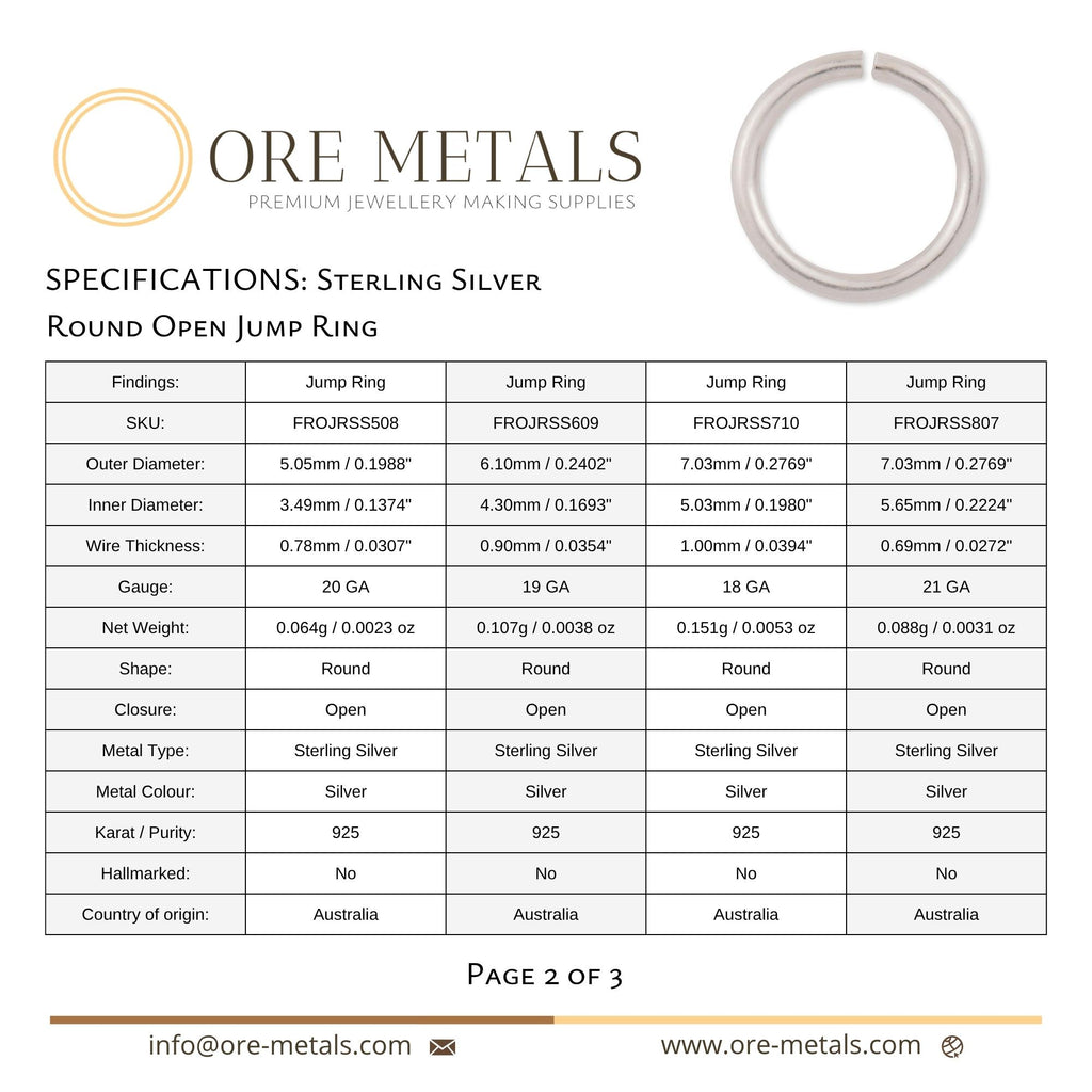 925 Sterling Silver - Round Open Jump Rings