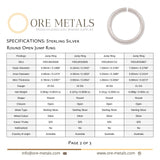 925 Sterling Silver - Round Open Jump Rings
