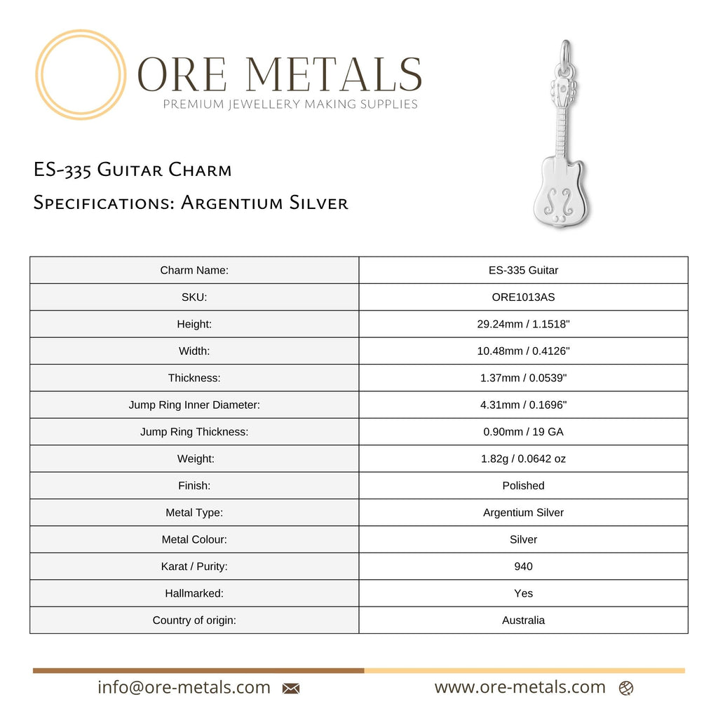 940 Argentium Silver - ES-335 Guitar Charm