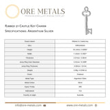 940 Argentium Silver - Ribbed 21 Castle Key Charm