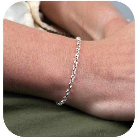 925 Sterling Silver - Oval Belcher - Bracelet Chain