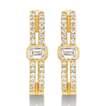 18ct Yellow Gold - 0.53ct Natural SI/GH - Baguette Diamond Hoop Earrings